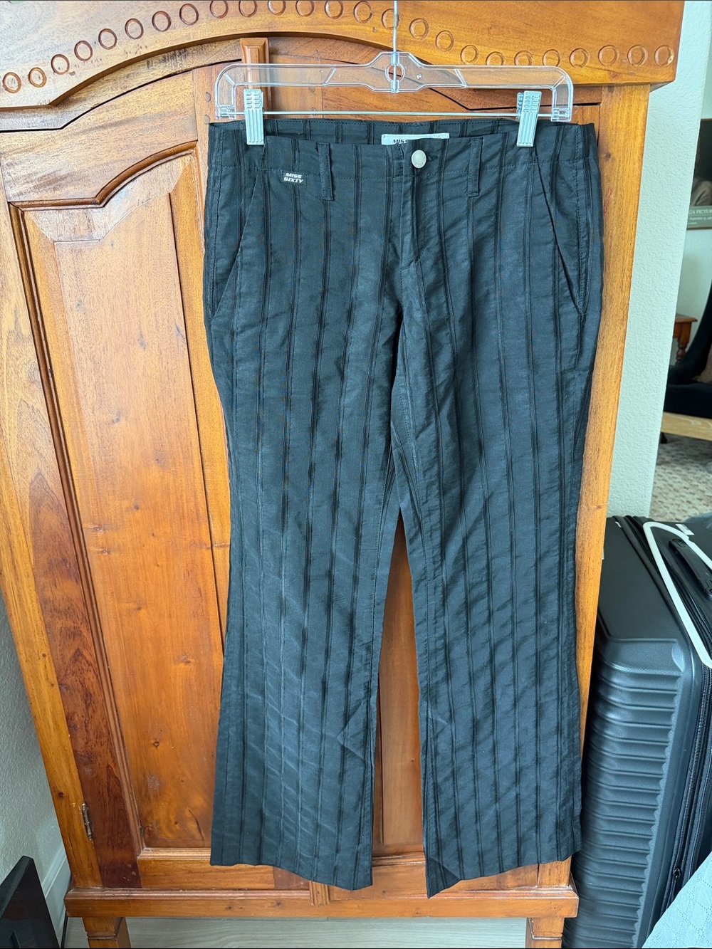 Miss Sixty Y2K Black Pinstripe Dress Trousers